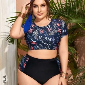 Tropical High waisted Bikini Swimsuit